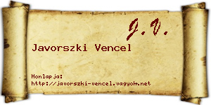 Javorszki Vencel névjegykártya